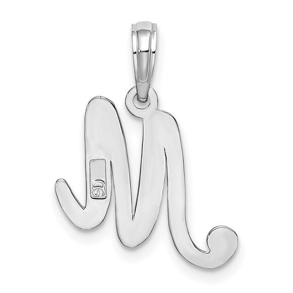 10K White Gold Polished M Script Initial Charm - Picture 4 of 9